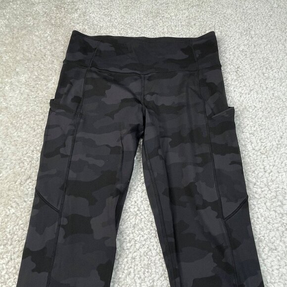 Lululemon Fast Free Tight Legging Camo Pockets Black Gray - Picture 7 of 12